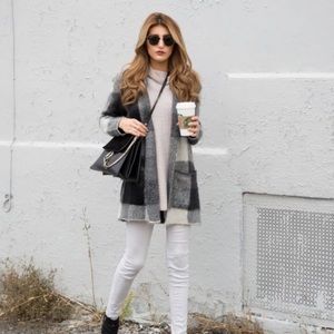 American Eagle Long Plaid Knit Sweater Jacket NWOT